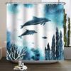 Underwater World Theme Bathroom Shower Curtain Sharks Turtles Jellyfish Decor Waterproof Bathroom Polyester Curtain With Hooks