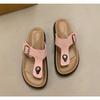 Thick Soled, Slipper, Summer, Outerwear, Toe Clip, Flat Strap, Adjustable, Square Buckle, Thick Soled Slipper, Flip Flops