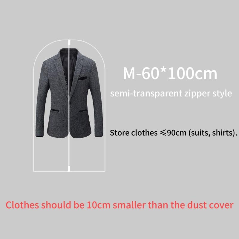 Dust Proof Garment Protector Cover Bag Fully Enclosed Clothes Cover with Zipper Translucent Hanging Durable Clothes Storage Bag