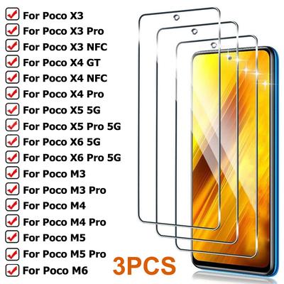 3 Pezzi Vetro Protettivo per Poco X3 X4 GT X5 X6 Pro NFC 5G Pellicola Protettiva per Schermo per Xiaomi Poco M6 M5 M5S M4 M3 M2 Pro Pellicola in Vetro