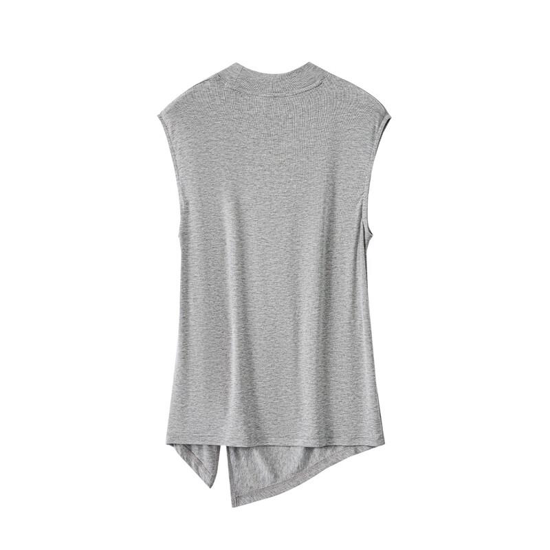 Snowforte Women's Silk Blend Sleeveless Ruched Knit T-Shirt