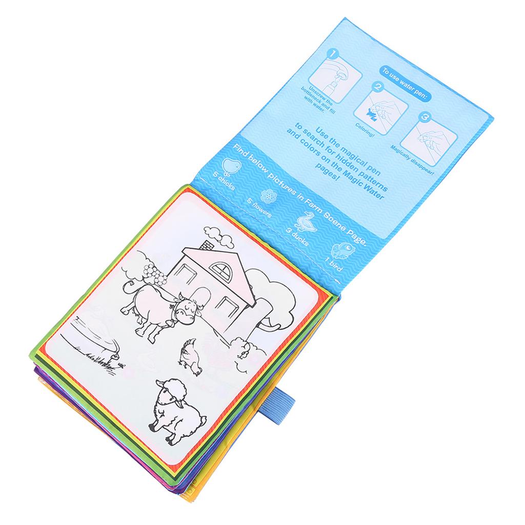 Cloth Book, Children Coloring Painting Cloth Book with Water Drawing Pen Kids Early Learn Toy Electronic Early Development Toys Early Development & Ac