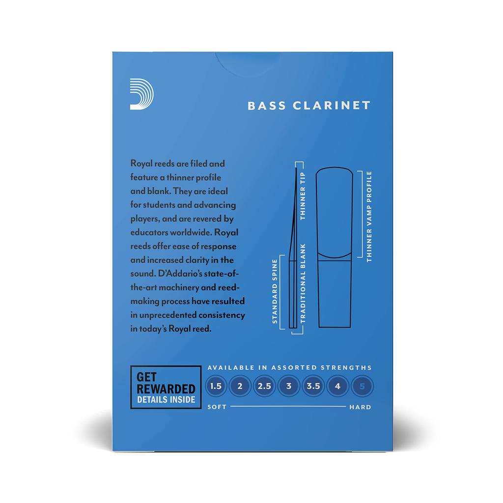 D'Addario Bass Clarinet Reed ROYAL 3.0 Pack 10