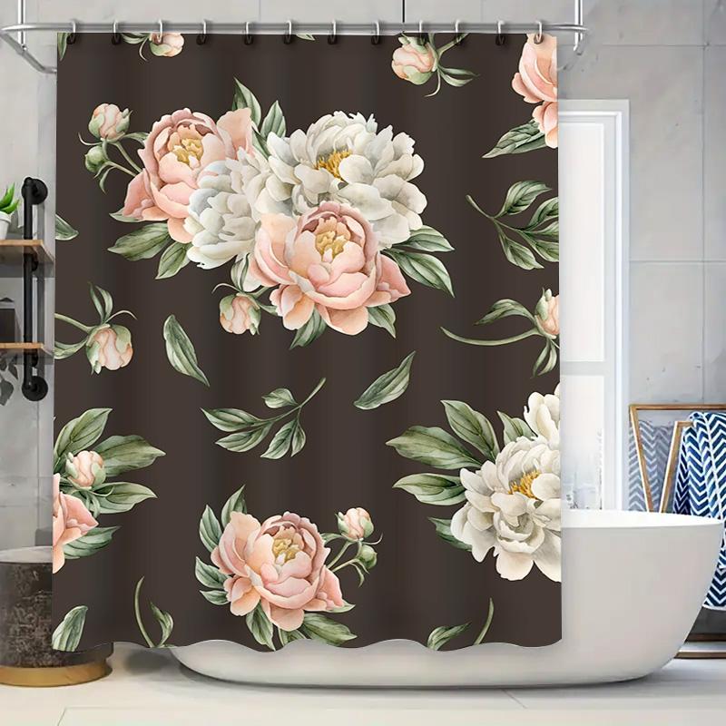 

Peony Shower Curtain Soft Fabric Decorative Bath Shower Liner Waterproof Room Decoration for Home Bathroom Decorations in Flower 90x180cm