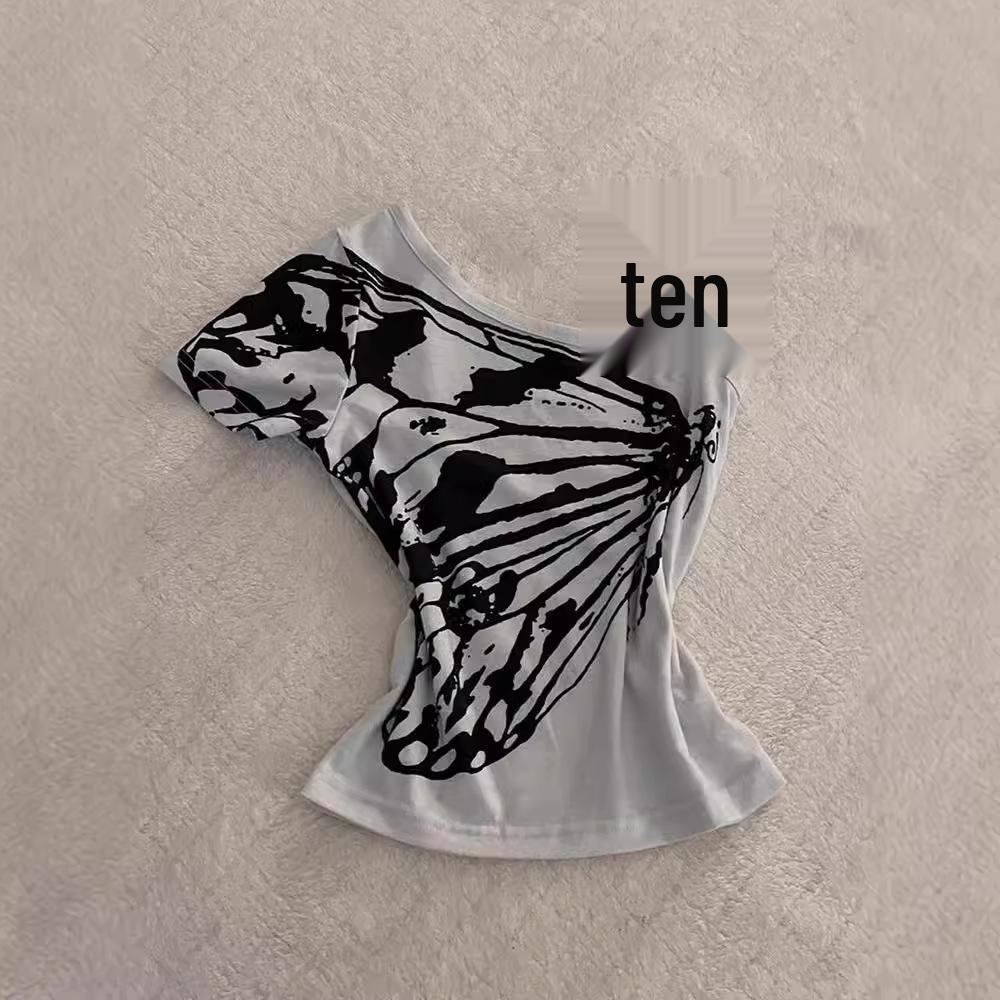 Camiseta de Mujer Americana Picante de Hombros Descubiertos y Manga Corta - Colección Verano 2024, Elegante Diseño Ajustado a la Cintura