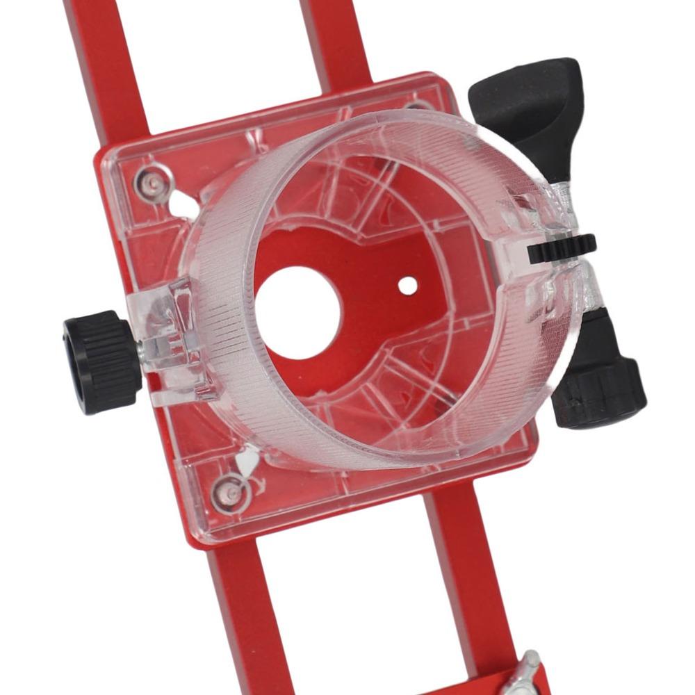 Aluminum Alloy Wood Trimmer Router Base Invisible Slotting Guide Red Color Compact Palm Router Base Robust Construction