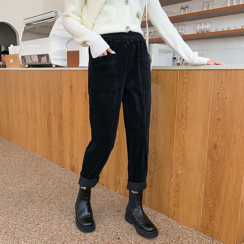 Mujer Talla Grande Pana Pantalones Harén para Otoño Invierno Sólido  Elástico Cintura Alta Pantalones Largos Bolsillo Femenino Mujer Pantalones  comprar a buen precio — entrega gratuita, reseñas reales con fotos — Joom