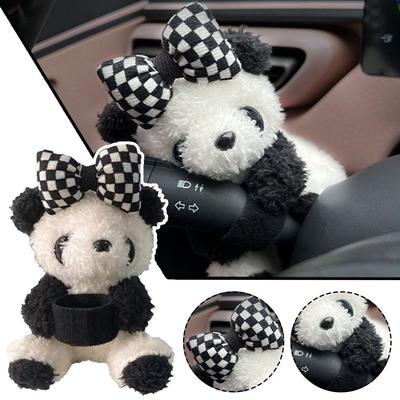 NEW Car Cute Plush Panda Clutch Decoration Car Wiper Auto Signal Accessories Switch Panda Interior Turn Bowknot Ornaments L2O3