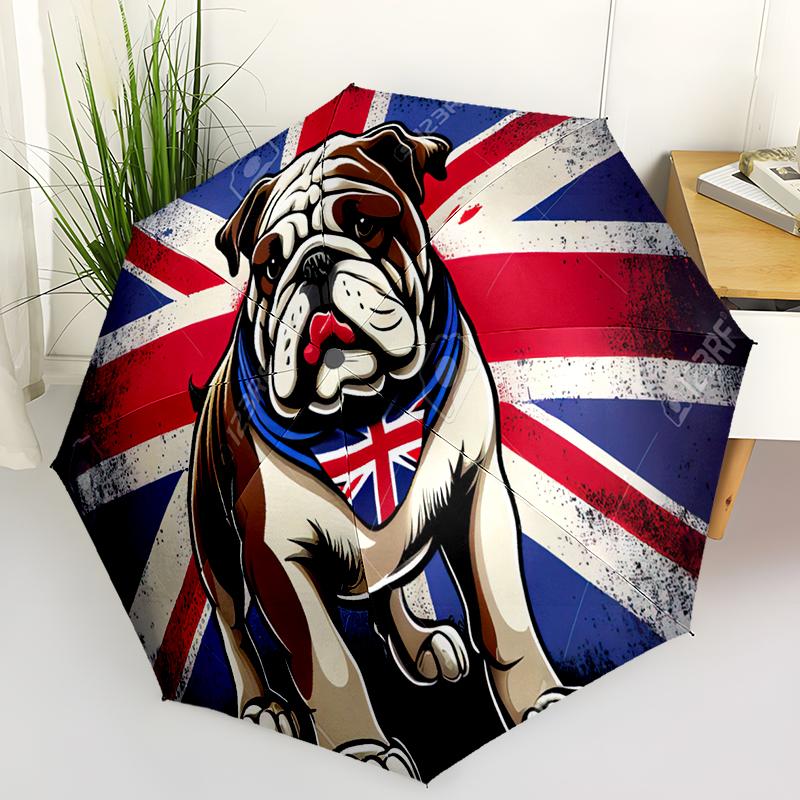 1pc Cute dog pattern Umbrella Portable Folding Umbrella Iron Frame Hole Bone Structure Outdoor Home Umbrella