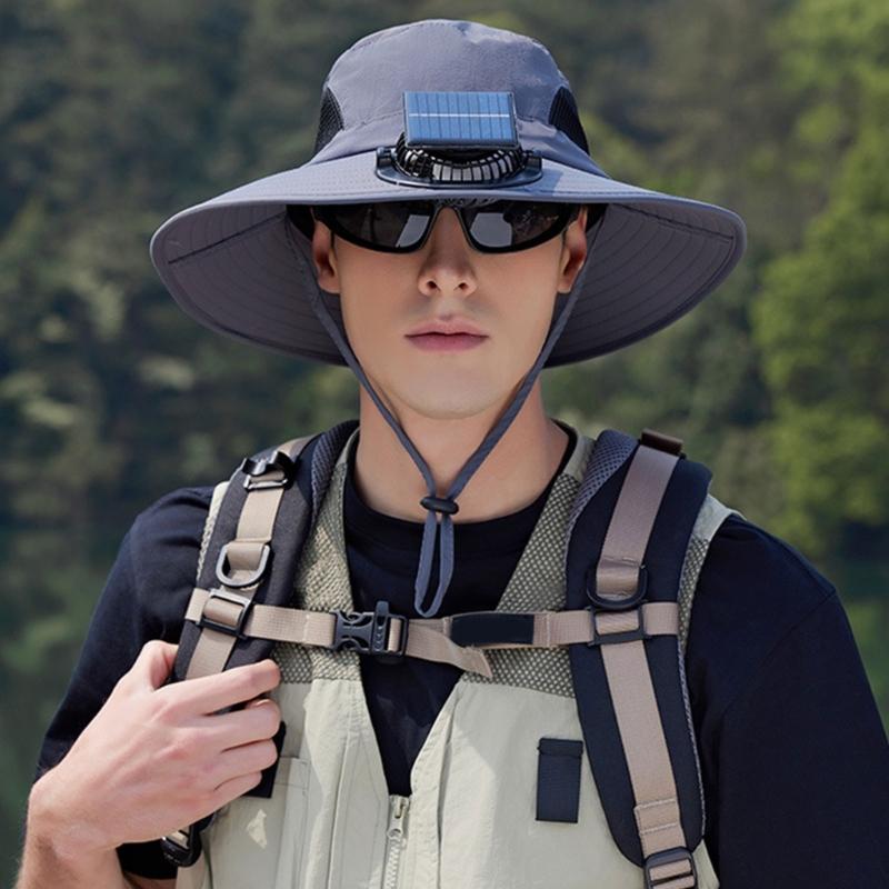 Solar Powered Outdoor Cooling Hat With Built In Fan For Hiking Fishing Lightweight Adjustable Sun Hat