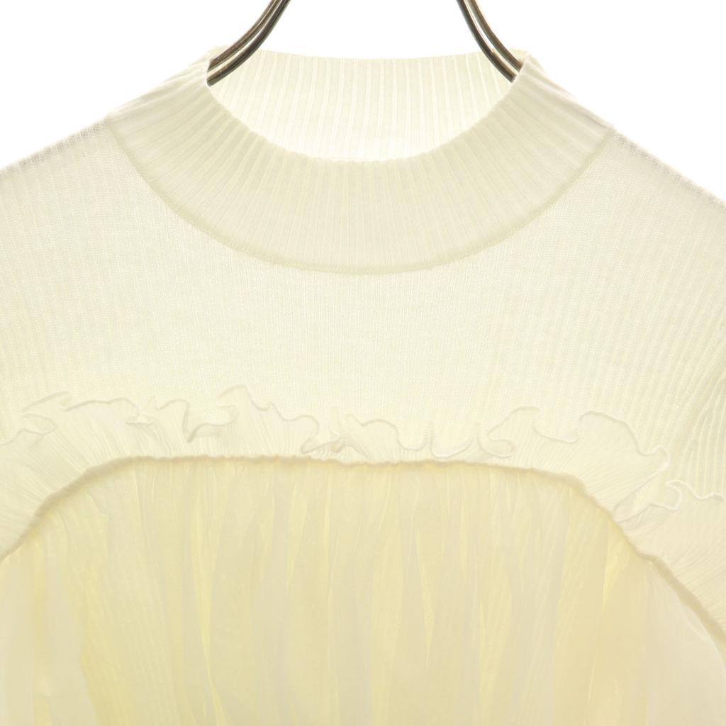 SNIDEL Long sleeve Tulle off-shoulder docking sweater F white knit Women Used