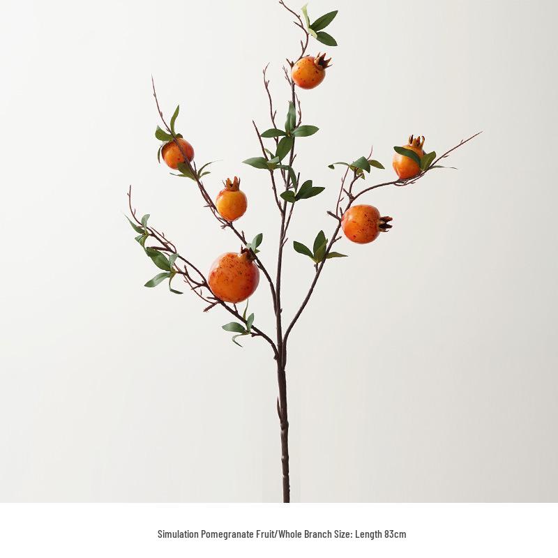 Artificial Flower Arrangement for Home Decor - Persimmon and Pomegranate Branches for Living Room, Dining Table, or Entrance Hall Display