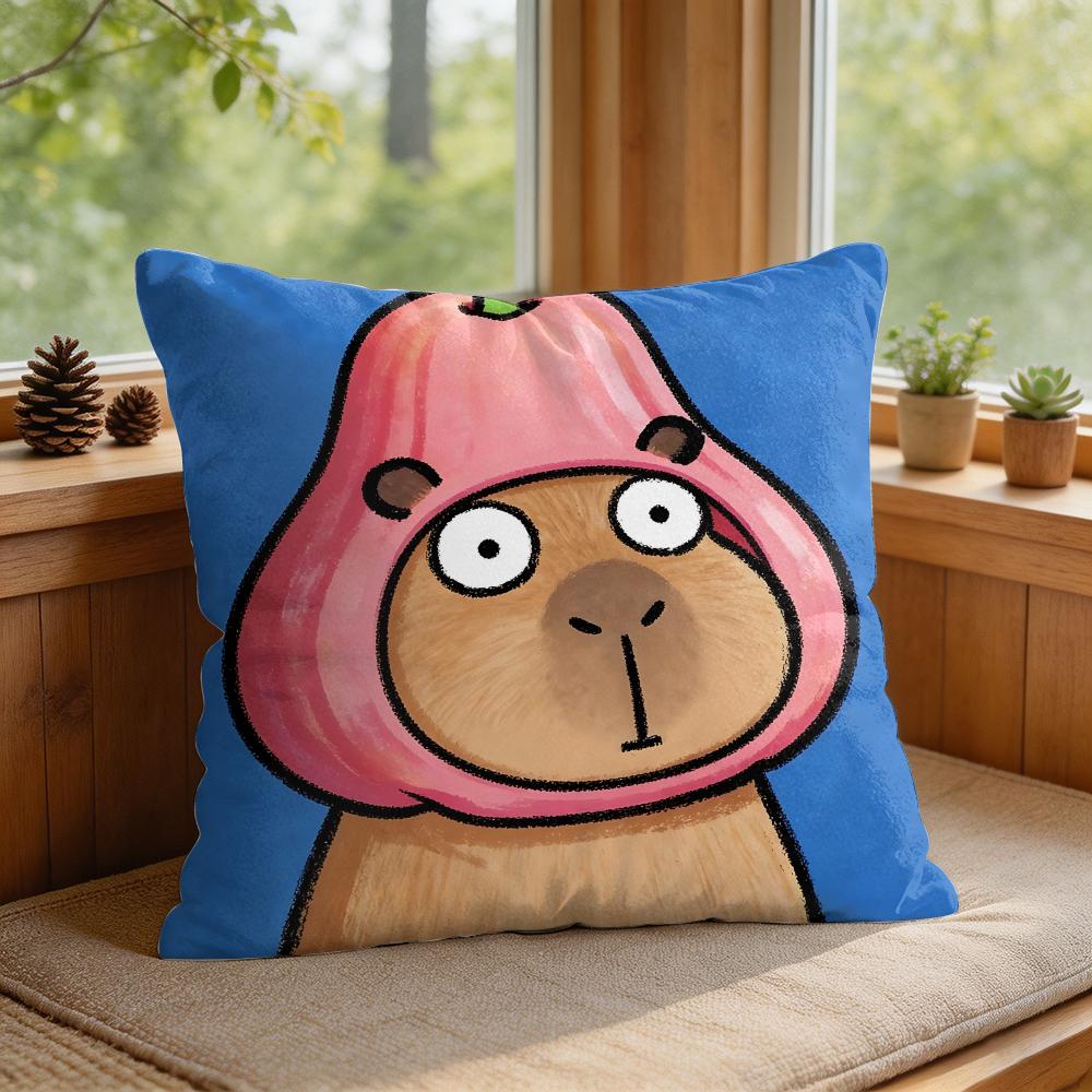 Cute Kicapara Cartoon Cushion Cover Silky Short Plush Invisible Zipper Dustproof Sofa Pillow Case For Home Decor