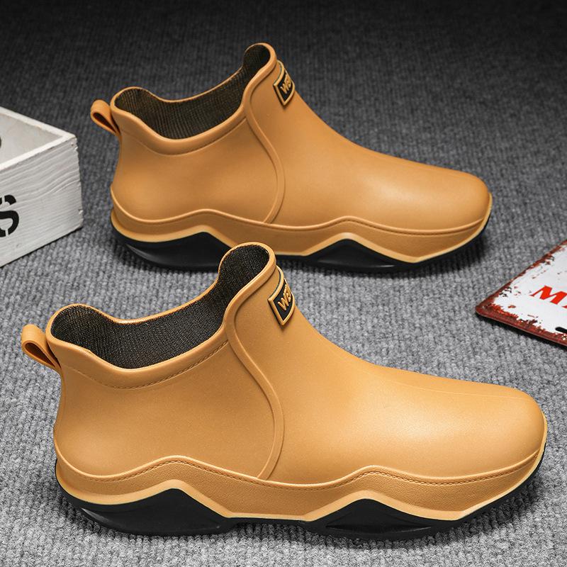 Fashion Fashionable Men's Women's Ankle Rain Boots Men's Non-slip Wear-resistant Waterproof Shoe Work Boots Suitable for Rainy Snowy Day