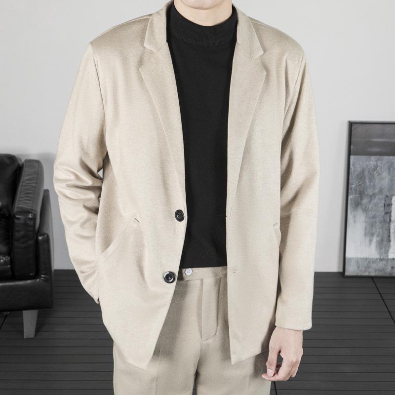Men's Trendy Harajuku Long Sleeve Notch Lapel Casual Suit Coat for Autumn/Winter
