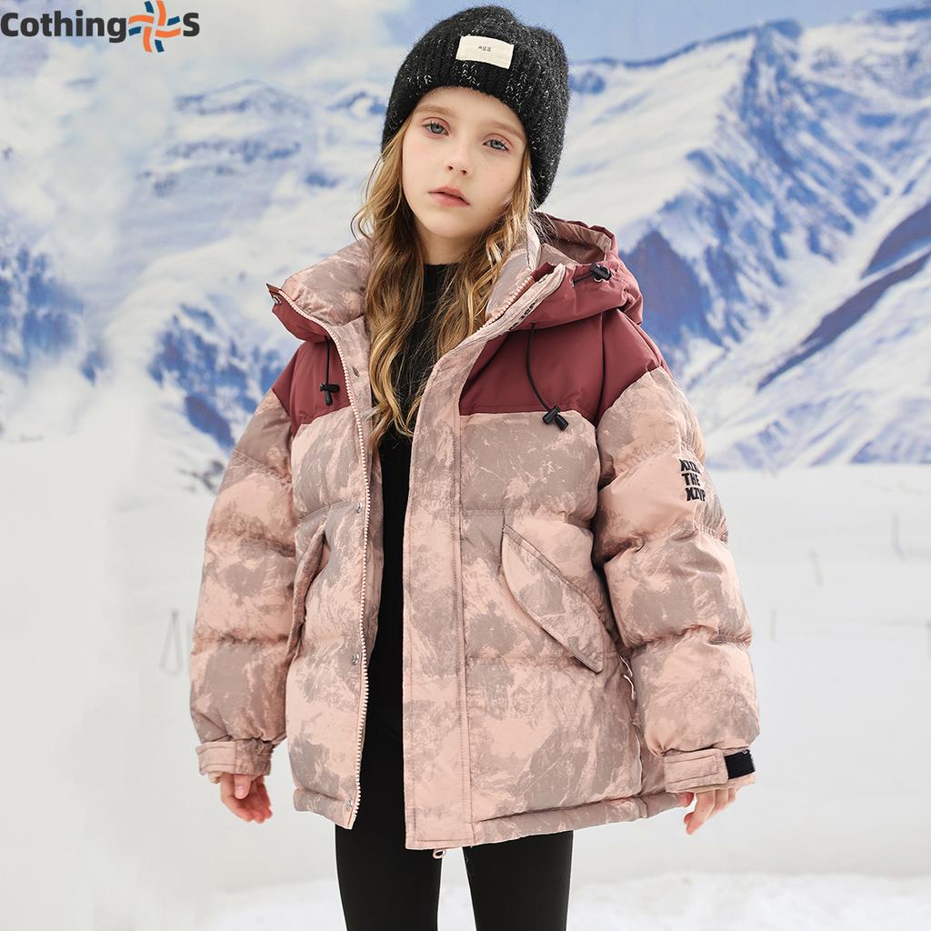 Children's Winter Down Cotton Jacket Middle and Large Children Thickened Winter Tie-dye Jacket