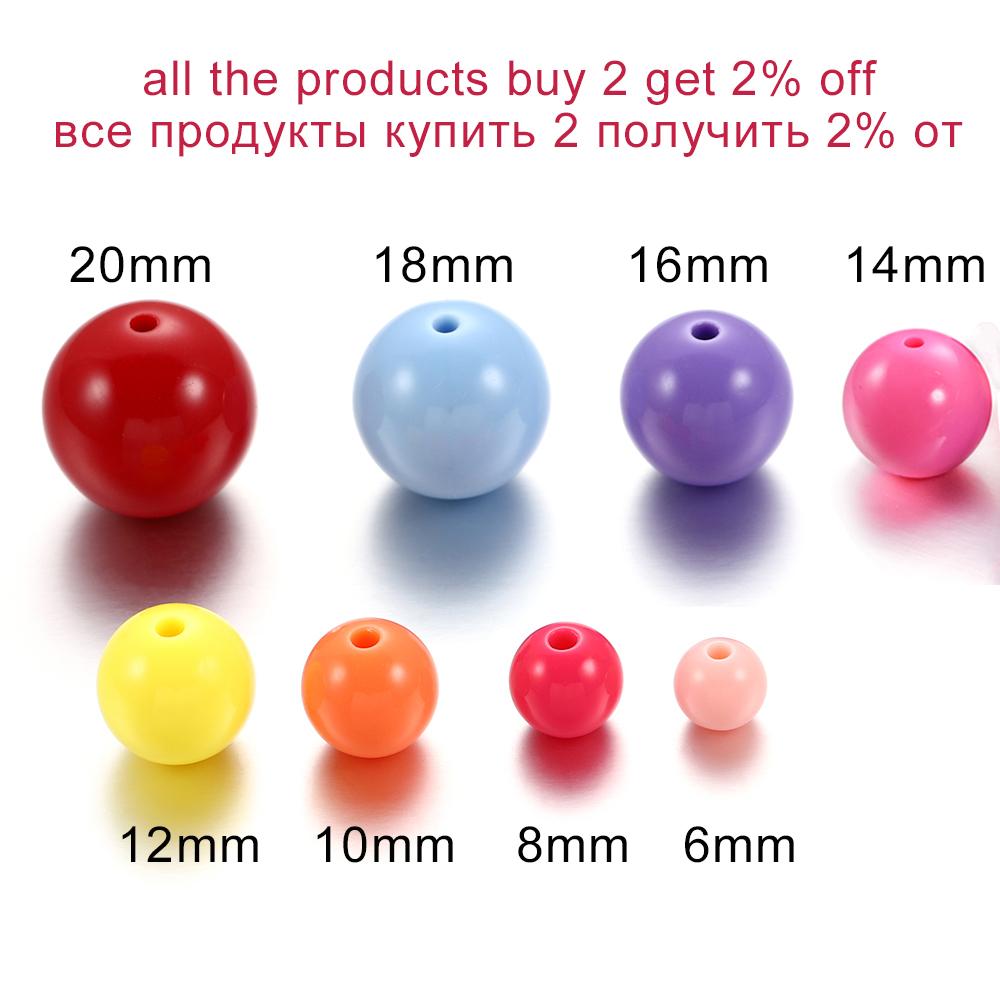 10-200pcs Mixed Acrylic Plastic Smooth Round Ball Spacer Beads 6 8 10 12MM Pick Size For Jewelry Making Accessories