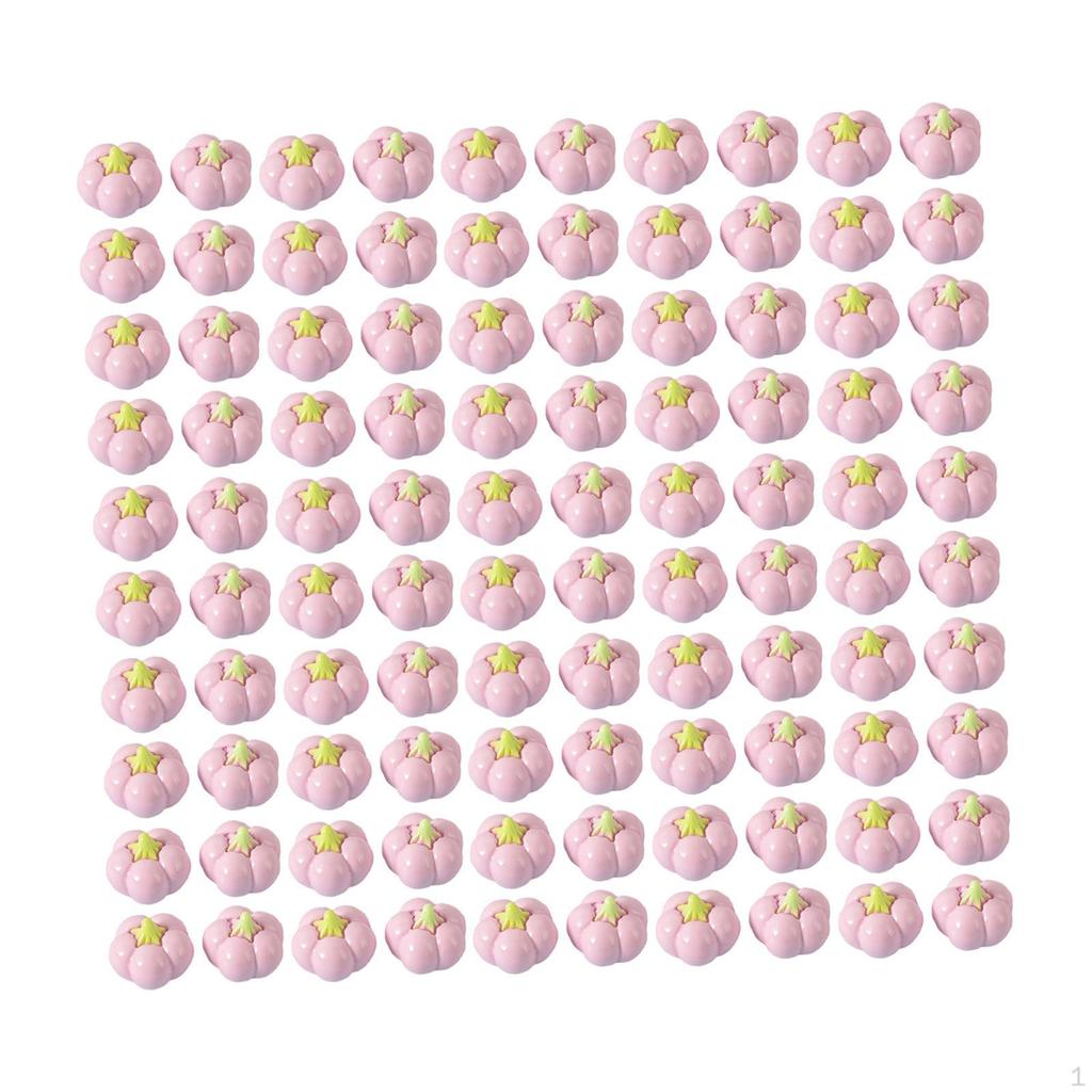 100 Pieces Resin Mini Pumpkin Embellishment Ornaments Miniature for DIY Craft Making