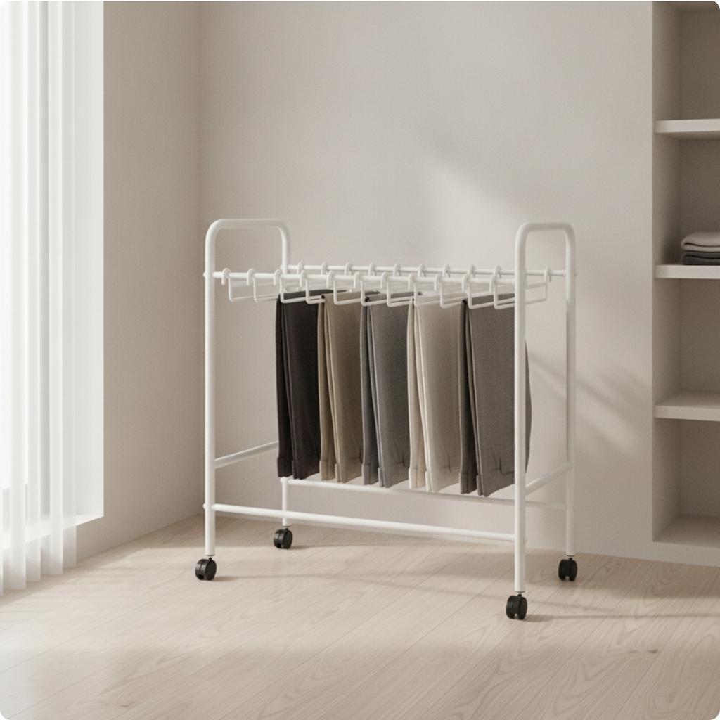 Clothing Organizer Space-Saving Iron Clothing Rack with Side Handles for Dressing Area, Bedroom