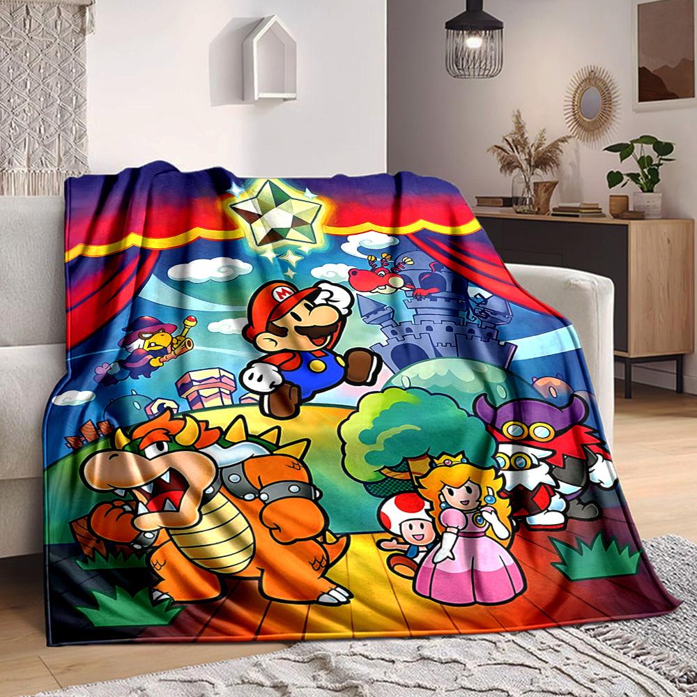 1pc Mario Soft & Warm Flannel Blanket, Multi-Purpose Throw Blanket for Couch, Sofa, Office, Bed, Camping, Travel 138