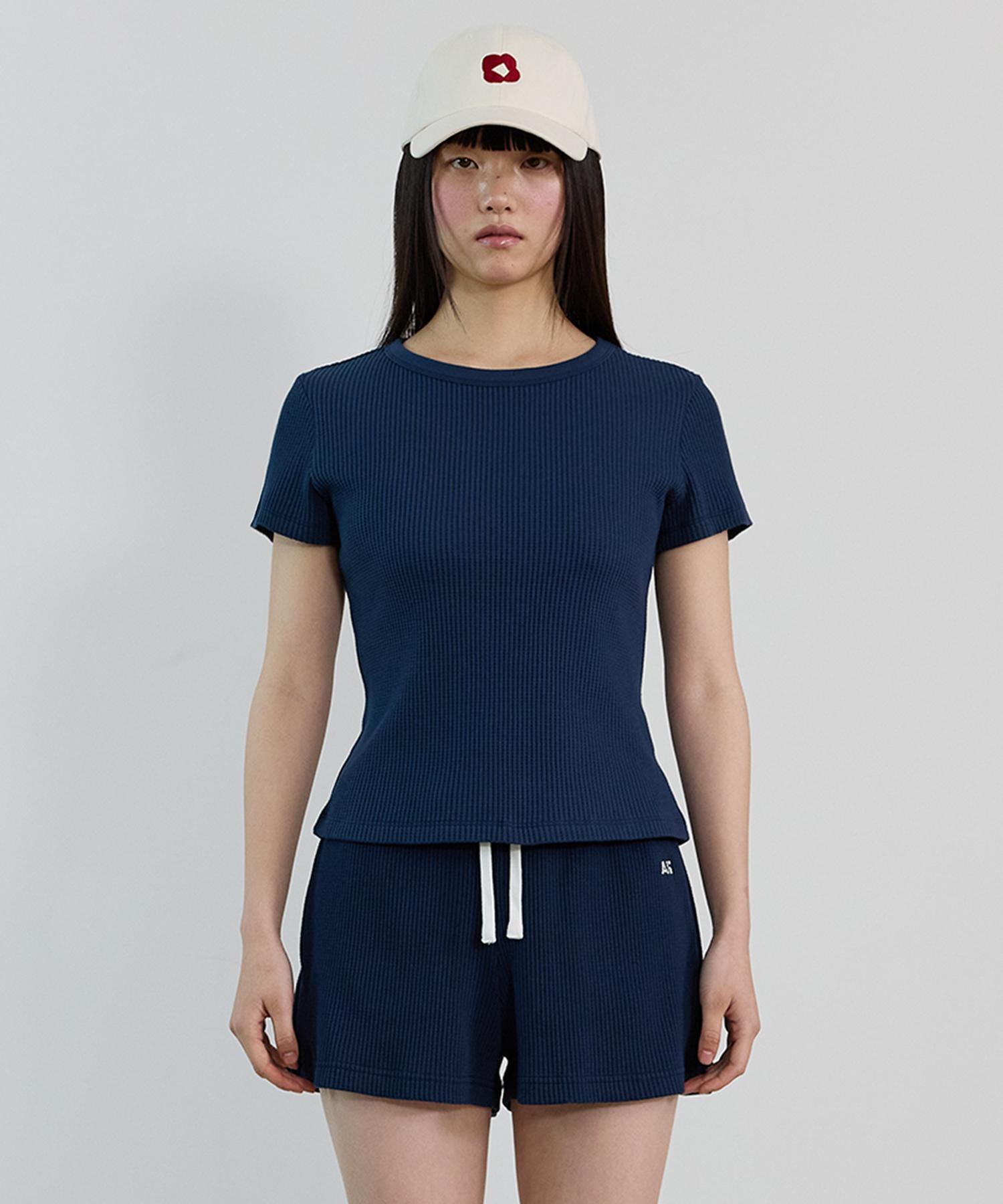 Abam Home Waffle Half Sleeve Tee Navy Navy/Free