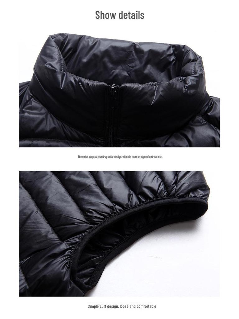 2024 Men's Two-Way Zipper Lightweight White Duck Down Vest - Winter Sports Casual Style