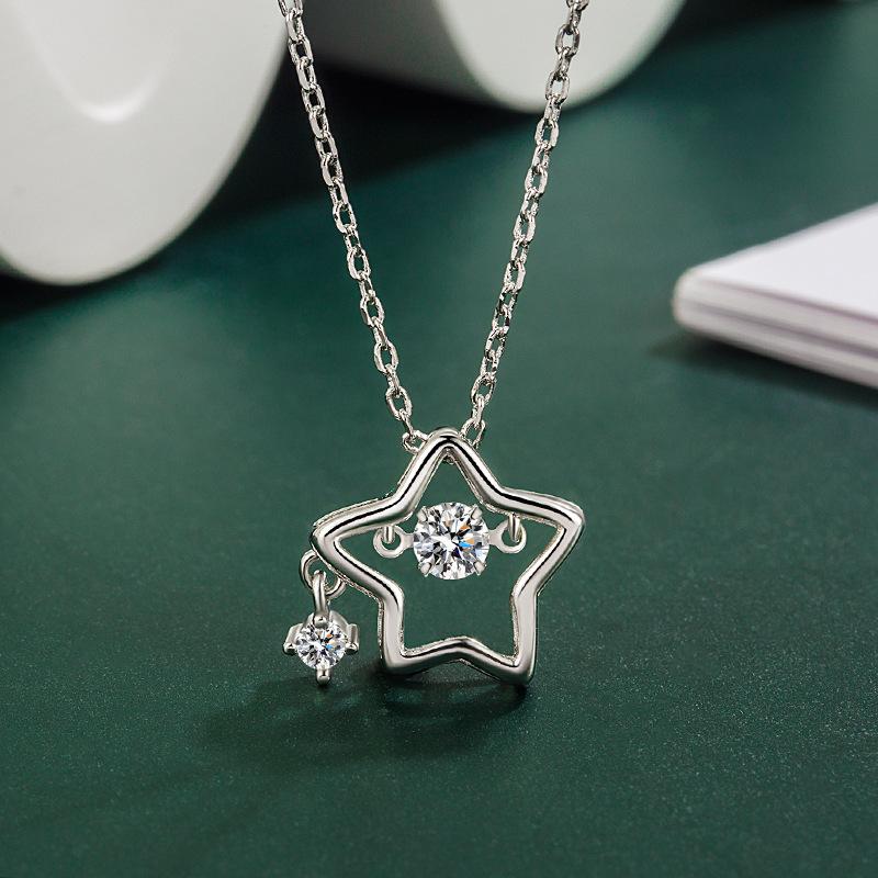 Ladies Elegant Crystal Star Pendant Necklace