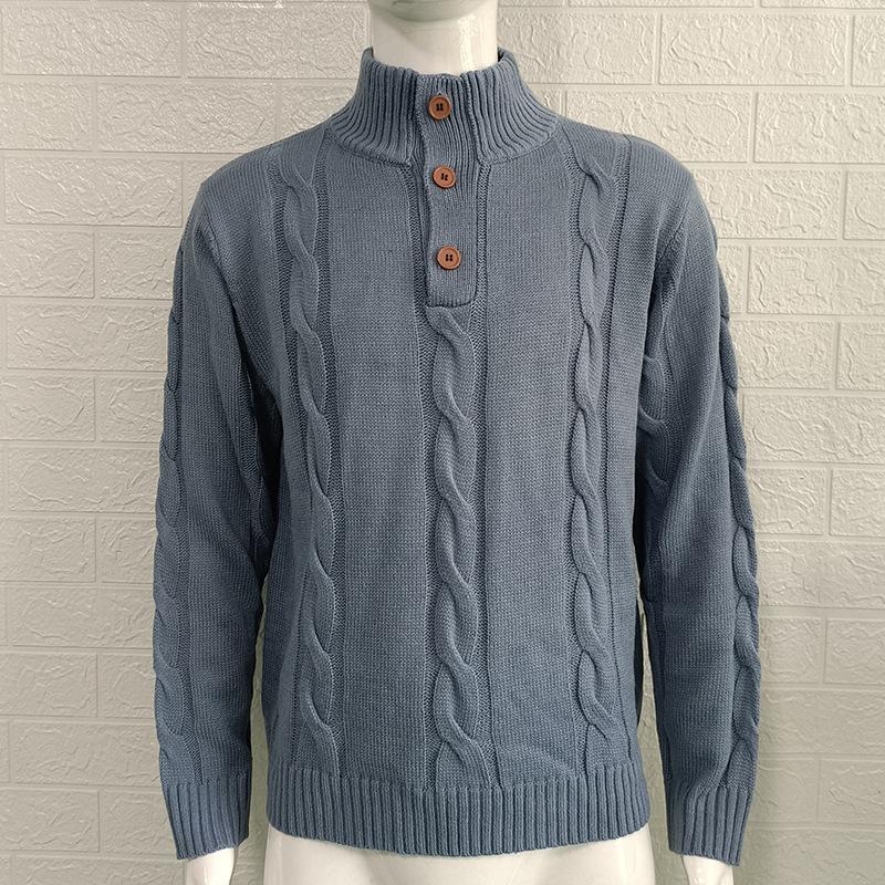 2025 Autumn/Winter New Arrival Men's Solid Color High Neck Long Sleeve Knitted Sweater