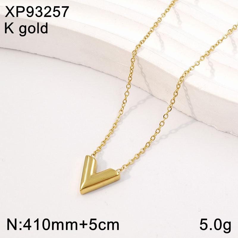 Elegant Gold-Plated Titanium Necklace - Women s Versatile V-Shape Butterfly  Heart Pendant Clavicle Chain