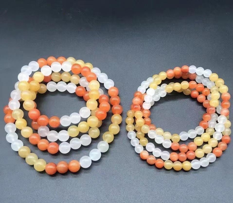 Natural Xinjiang Gobi Tricolor Jade Hand-Strung Bracelet/108-Bead Necklace