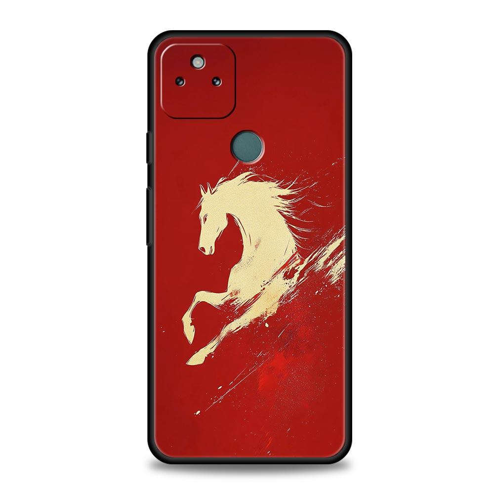 Phone Case Cover for Google Pixel 10 9 8 7 6 7A 6A Pro Shockproof Soft TPU 10 9 Pro XL Shell Capas Fundas Cartoon New Year Horse