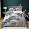 3pcs Grey Teal Floral Bedding Duvet Cover Set Peony Bedding Quilt Set Botanical Themed Bed Quilt Set Luxury Bedroom Decor