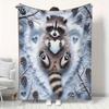 Raccoon-Thema Digital HD Bedruckte Flanelldecke, Kleine Überwurfdecke, Ganzjahres-Tagesdecke, Perfektes Urlaubsgeschenk für Freunde