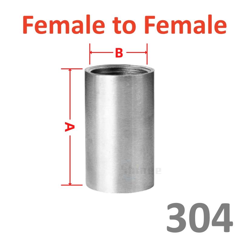 1/8" 1/4" 3/8" 1/2" 3/4" 1 BSP Male Female 50 60 80 100 150 200 300mm Barrel Coupler Nipple Pipe Fitting Connector 304 Stainless