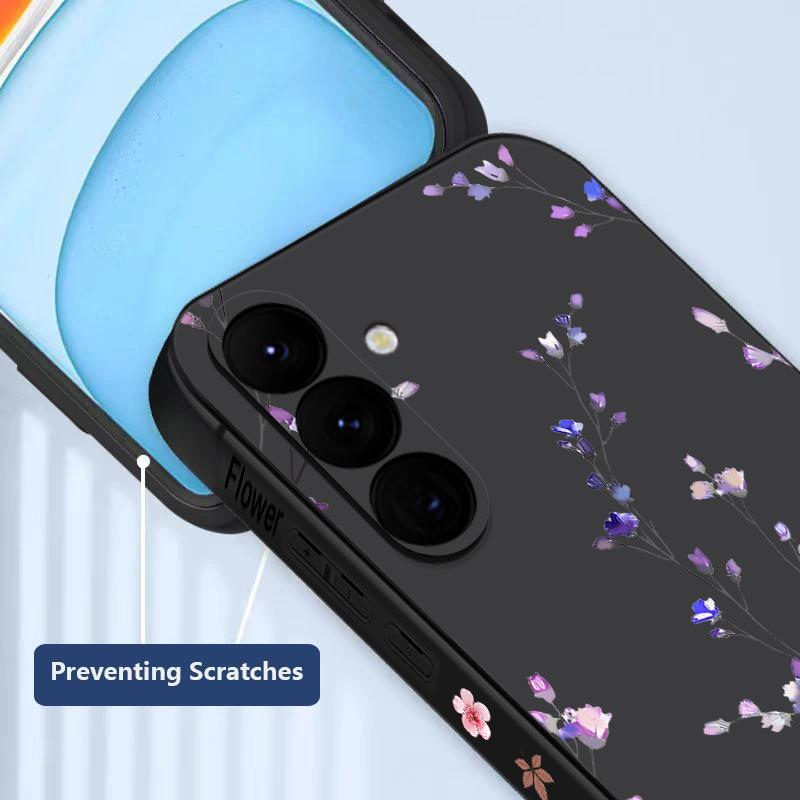 Blue Flowers Pattern Case For Samsung Galaxy S26 S25 Ultra S24 S23 S22 Plus S21 FE A15 A16 A17 A35 A36 A54 A55 A56 5G Soft Cover