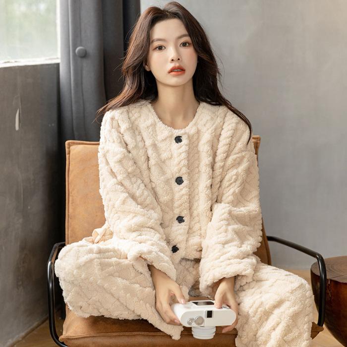 

Пижамы для женщин могут носить зимний фланелевой комплект домашней одежды осенью и зимой, утолщенный M