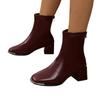 White Ankle Boots for Women 2024 Side Zipper Stretch Middle Heel Large Size Short Boot Pointed Shoes Botas De Mujer