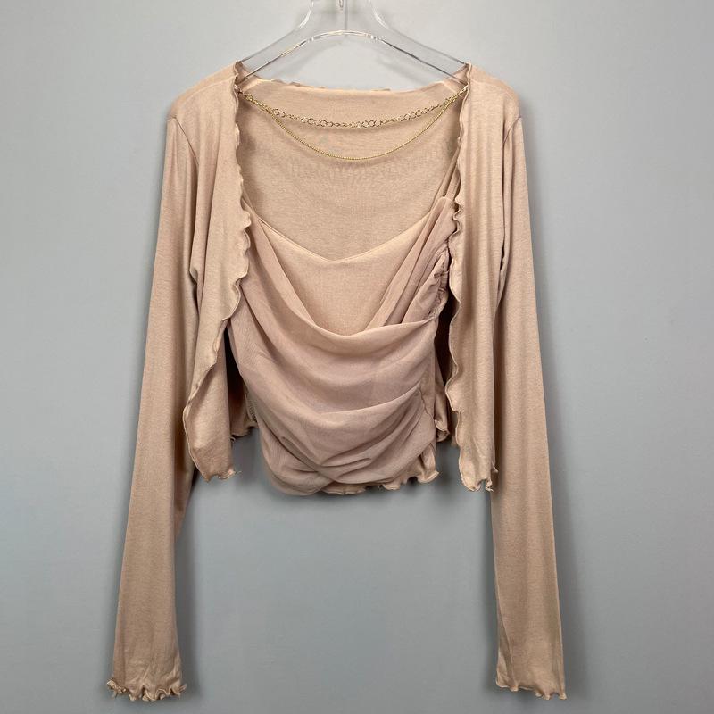 Dongdaemun Stylish Two-Piece: Sexy Sling & Cardigan Set