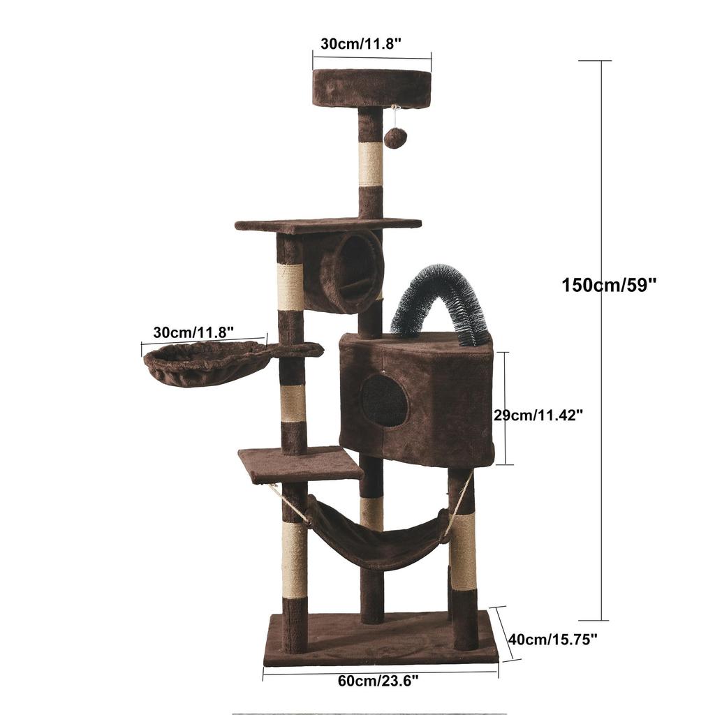 Velvet Cat Tree: Large Climbing Frame & Bed for Cats and Kittens, Space-Saving Design for All Seasons