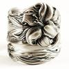 Verstellbarer Alleskönner Silberfarbener Damenring Handgefertigt Geschnitzte Blume Offener Ring Schmuck