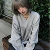 STREETRICH Retro American Loose Knitted Long Sleeve V-Neck Sweater Digital Print Versatile Top Trendy Fashionable Polyester Fiber