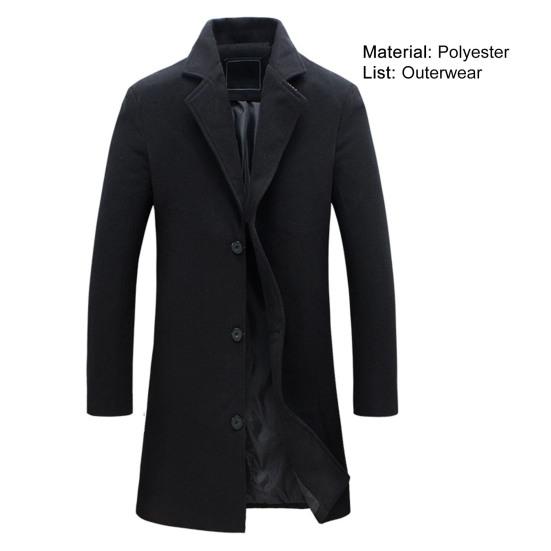 Decorative Men Jacket Easy Match Polyester Single Breasted Men Overcoat for Winter