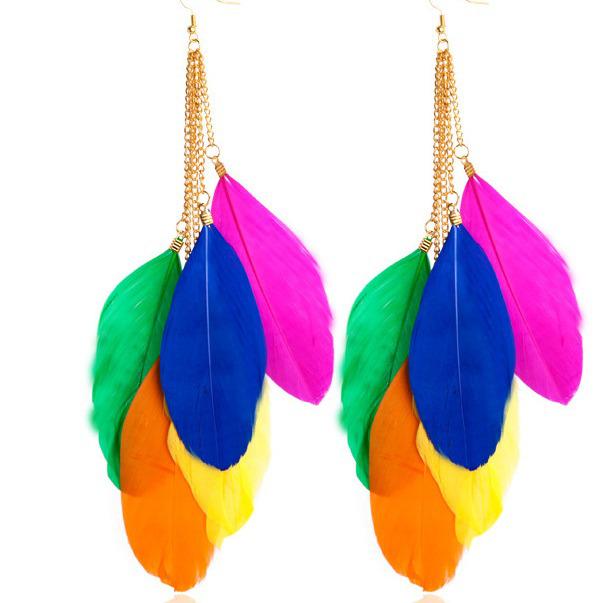 Bohemian Contrast Feather Earrings