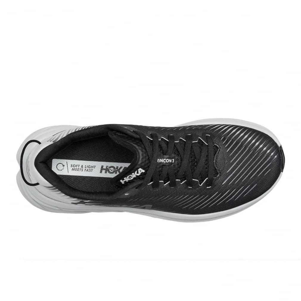 HOKA Rincon 3 Track Field Running Size Black and White Women's & Shoes, 23.0,