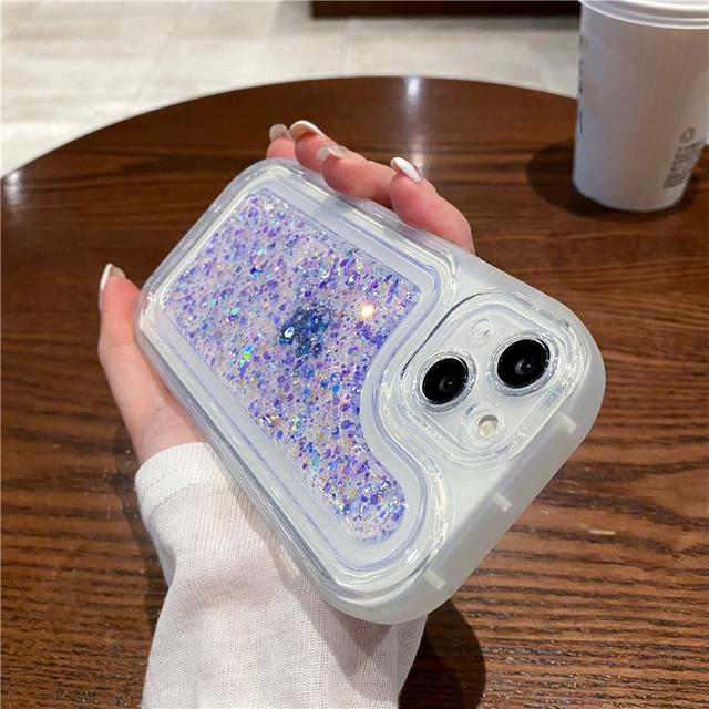 Funda de teléfono con lentejuelas epoxi y brillo degradado para Iphone 14 Pro Max 13 11 12 Pro Max 14 Plus, funda transparente de silicona a prueba de golpes