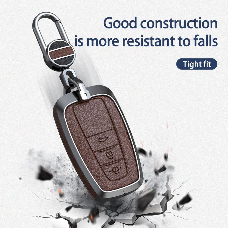 Zinc Alloy Cowhide Car Remote Key Case Fob for Toyota Prius Camry Corolla CHR C-HR RAV4 Land Cruiser Prado Keychain Accessories