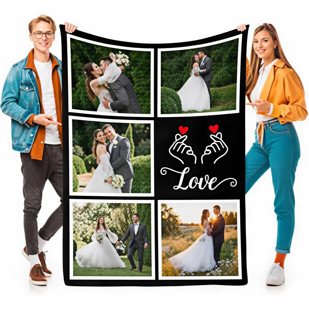 1pc Custom Flannel Blanket, Your Photo Desigin for Anniversary Mom Dad Sis Bro Lover, Valentine's Day Christmas New Year Gift