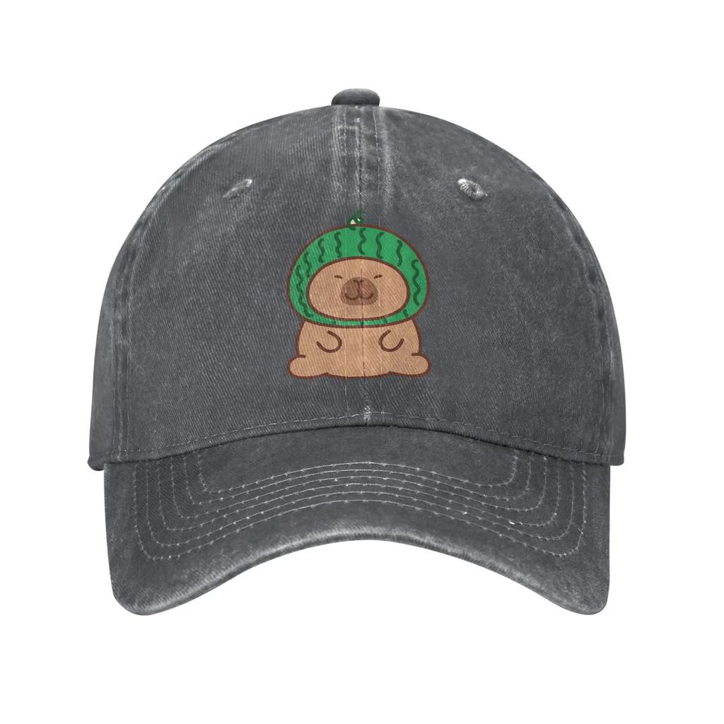 Cartoon Cute Capybara Unisex Women Baseball Cap  Distressed Denim Washed Hats Cap Vintage Workouts Unstructured Soft Snapback Cap