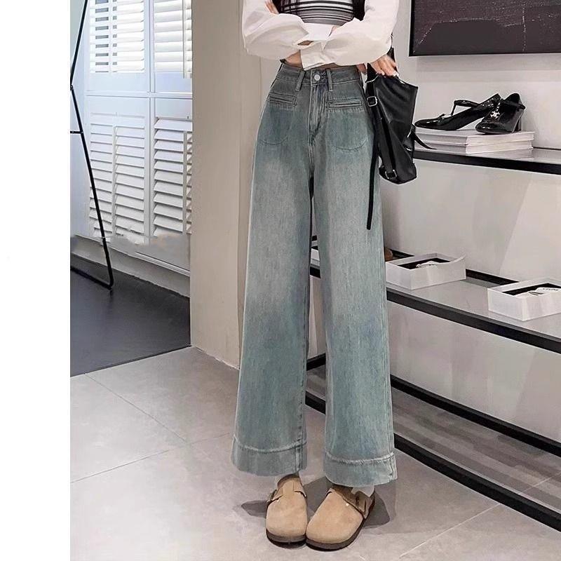 

Spring 2026 Petite Women s Light High-Waisted Straight Jeans, Loose Fit, Slimming, Wide-Leg, Long Pants with Good Drape 2XL (Recommended 125-140)