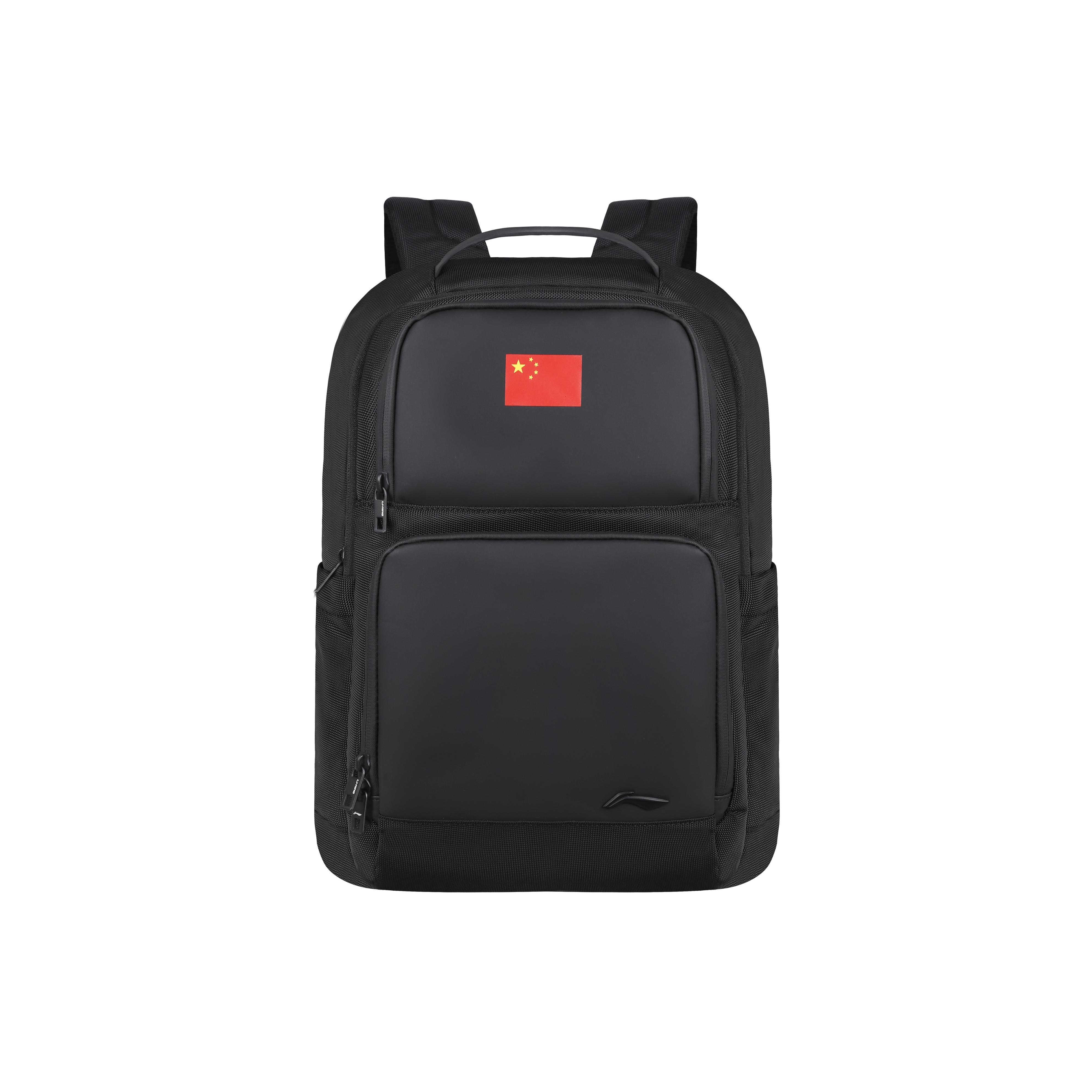 Li Ning Large Capacity Sports Business Backpack Polyester PU Combination Unisex Backpack Black ABSV477-1 Black